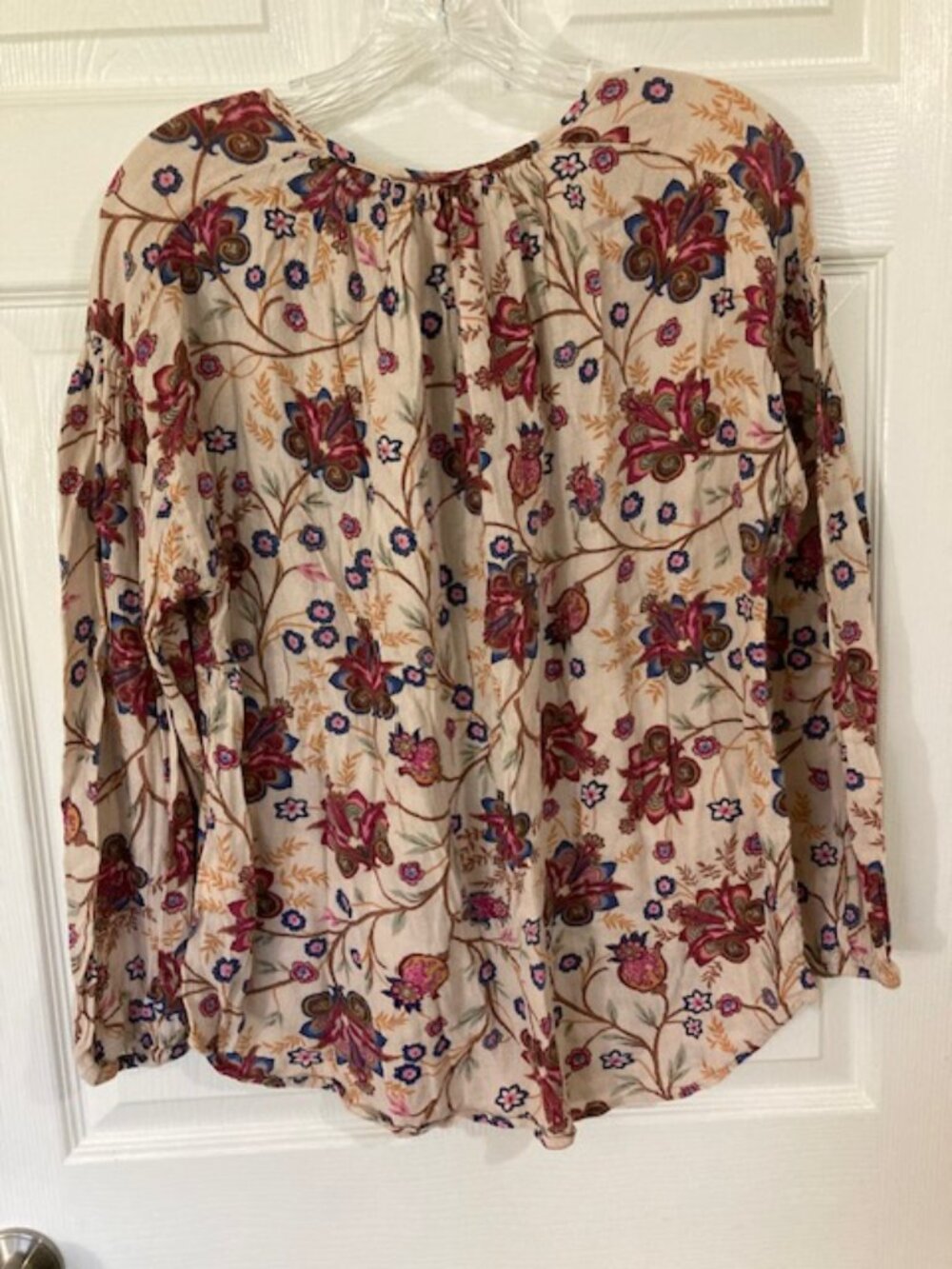 Chaps LS Floral Relaxed Peasant Blouse L Boho Cottagecore Lightweight Romantic - Picture 4 of 4